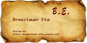 Breszlauer Eta névjegykártya